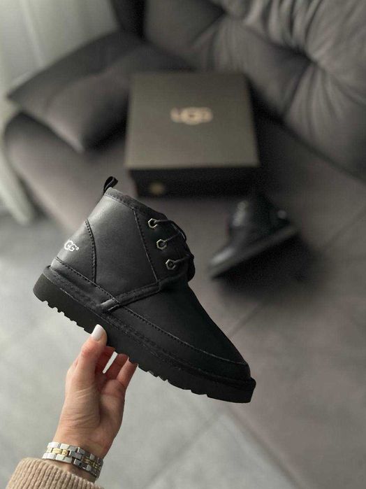 Уггі 36-45 UGG Neumel Leather Black White premium угги шкіряні