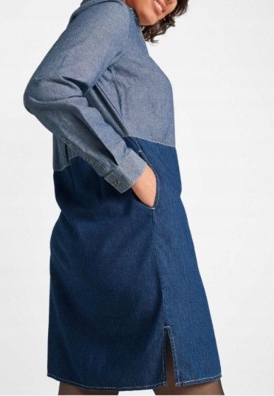 B.P.C sukienka koszulowa jeansowa dwukolorowa ze stójką r.38