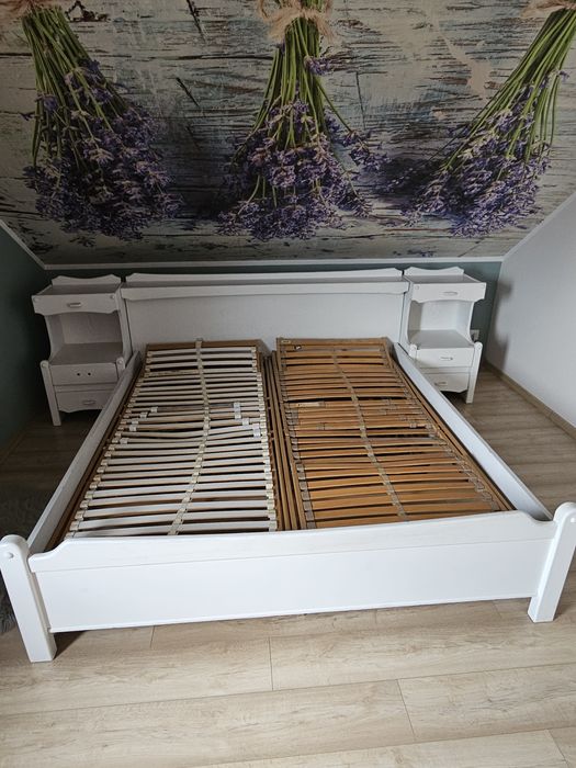 Łóżko sypialniane dębowe 180x200, ruchome stelaże.