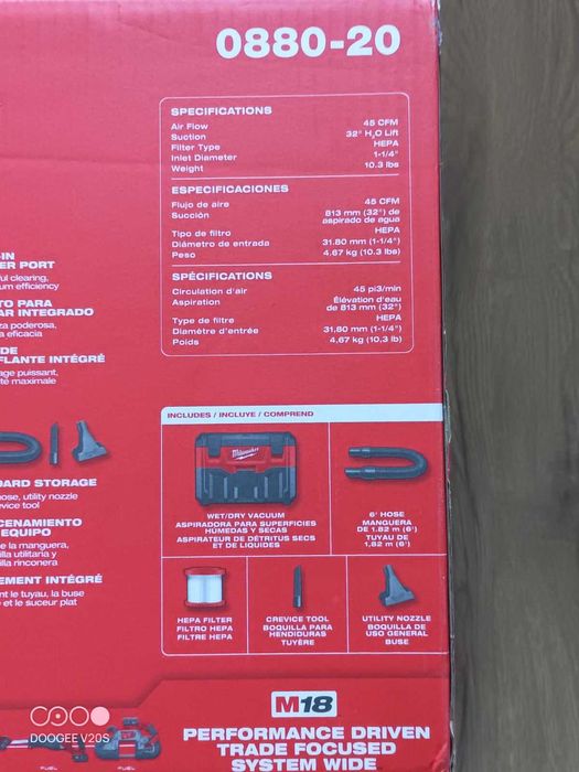 Milwaukee 0880-20 m18 2-Gallon Wet/Dry Vacuum