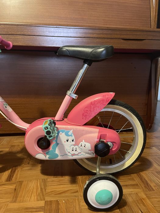 Bicicleta Criança B’TWIN 14” Rosa Unicórnio – Usada