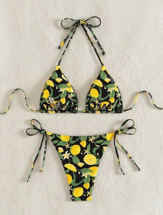 Strój kąpielowy dwuczęściowy bikini w cytrynki