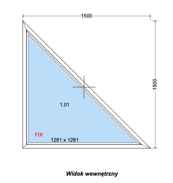 Okno szczytowe, kształt, naświetle PCV 1500x1500mm, trójkąt prostokątny, fix, dolnośląskie, cała Polska! Dowieziemy, zamontujemy!