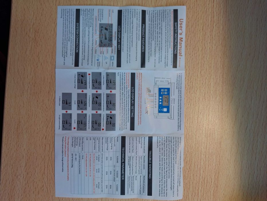 Controlador energia de
painel solar de 12V/24V - 60A