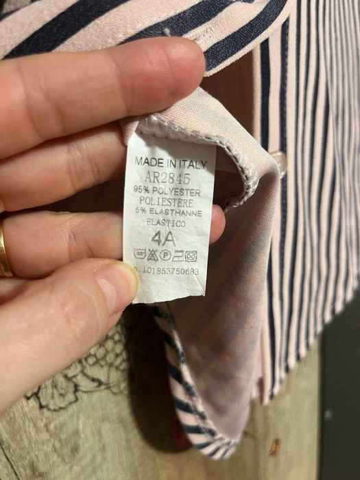 Dziewczęca koszula włoska 4–5 lat, różowo-granatowe paski