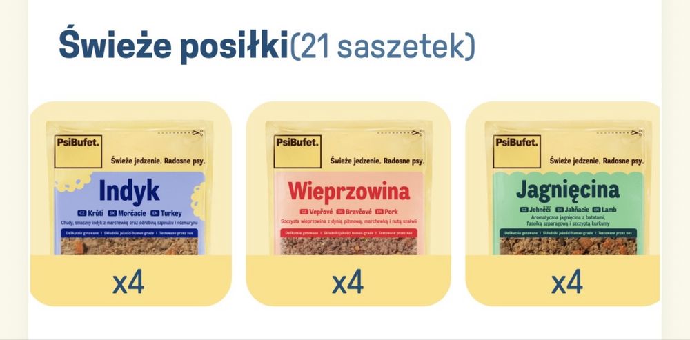 Psi bufet świeże mrożone jedzenie dla psa.