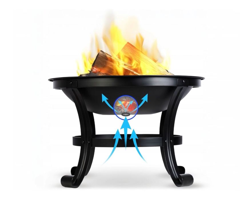 Palenisko ogrodowe 60 cm stalowe z uchwytami + pogrzebacz