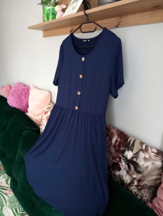 Shein Curve, granatowa sukienka XL