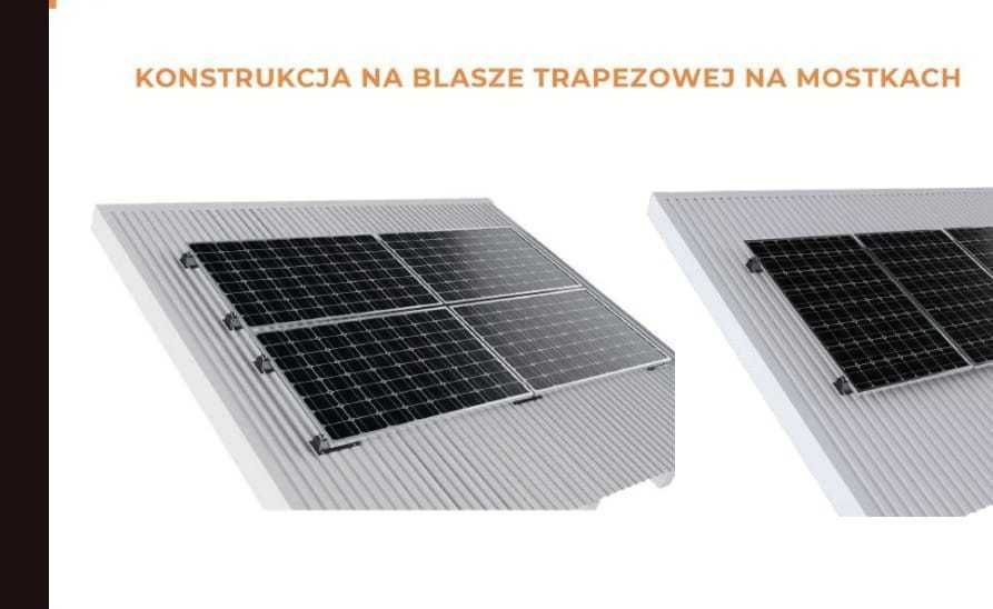 Konstrukcje dachowe PV typy blachodachówka trapez Vario balast