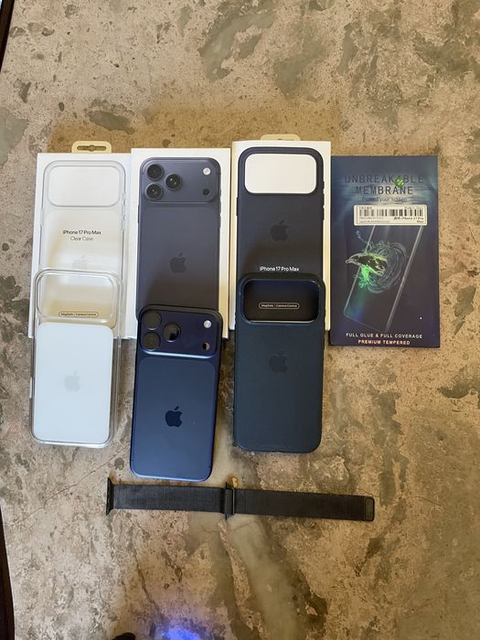 iPhone 17 Pro Max 512GB Azul escuro e Bracelete Loop Milanesa de 46 mm original