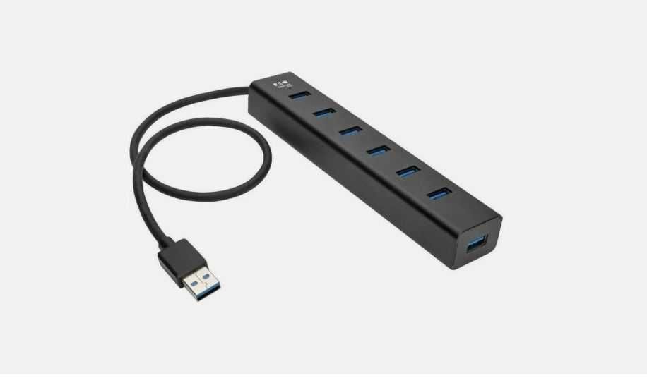USB хаб 7 USB 3.0 портів із блоком живлення 5V3A, корпус з алюмінію.