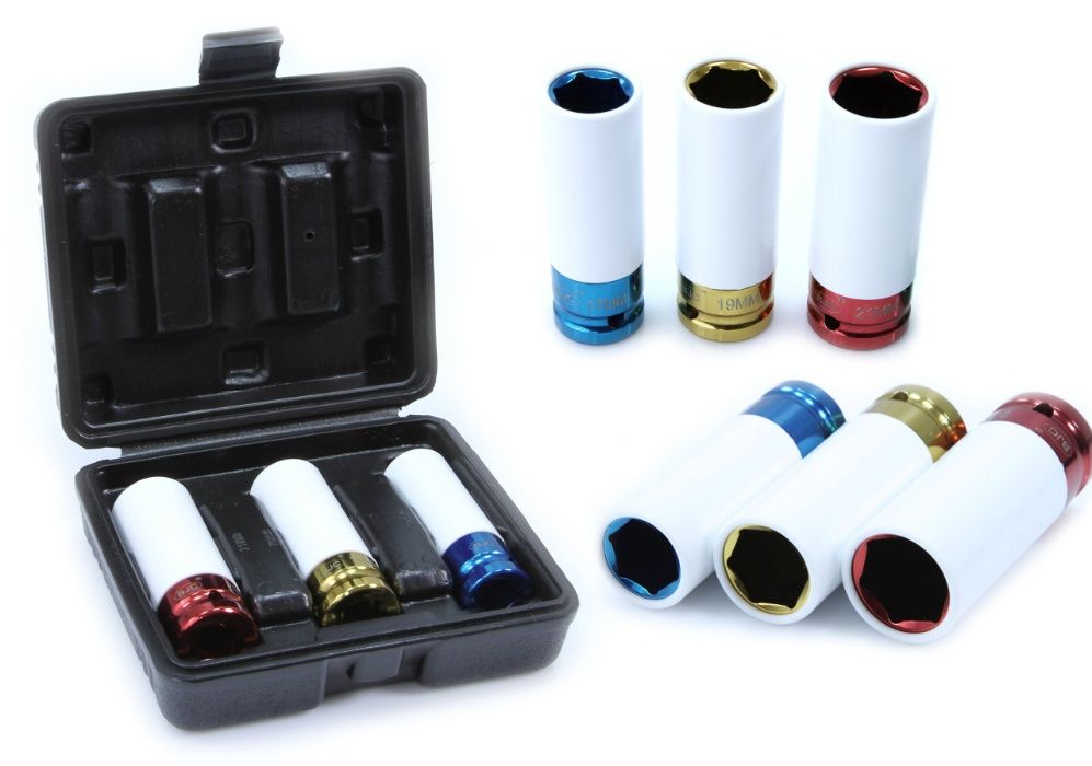 Zestaw kluczy udarowych 1/2" (17,19,21mm) BJC nasadki do Alufelg