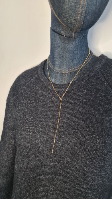 Długi sweter 40% Wełna. Grafitowy Czarny. Tunika. S / M