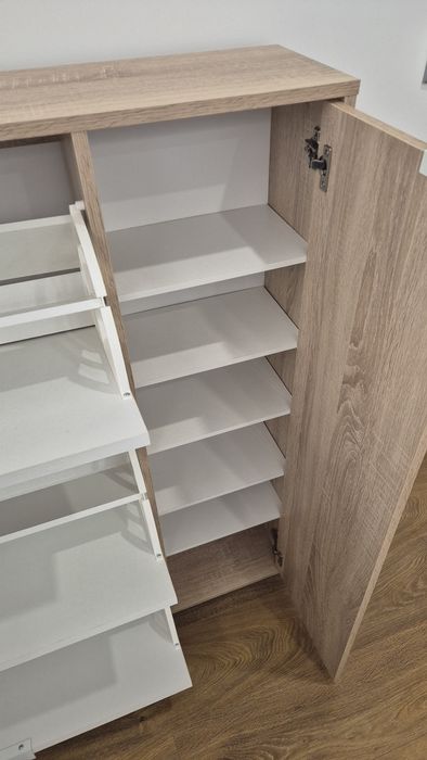 Sapateira Slim 4 Portas Carvalho/Branco