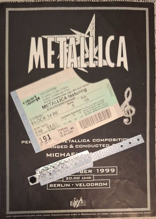 S&M BERLIN 99: Oryginalny Program, Autografy Lars i James, Bilet na Koncert, Wejśćiówka na Afterparty z zespołem - UNIKAT!
