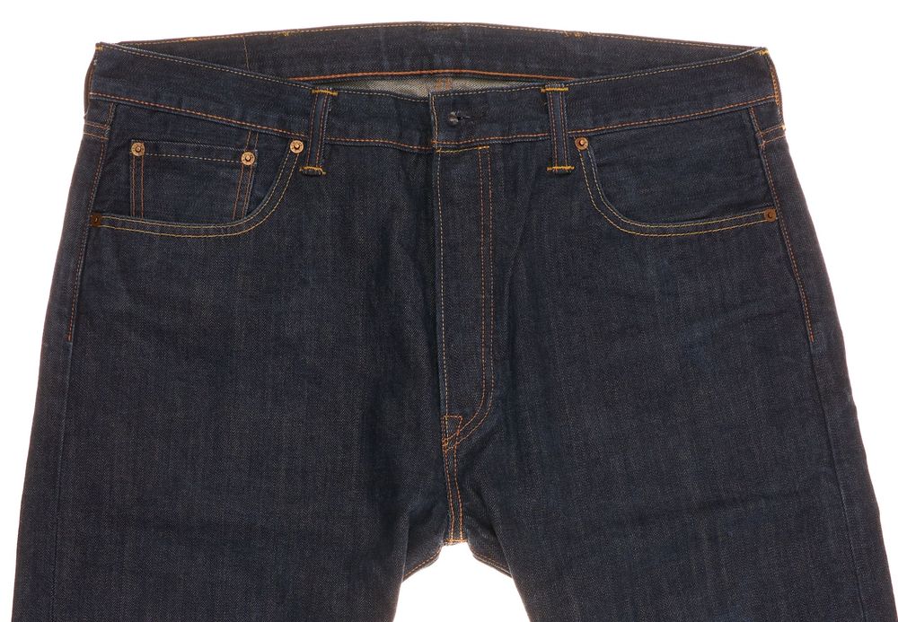 Spodnie Levis 501 W38 L34 Guzikowy Prosty Krój Ciemny Denim