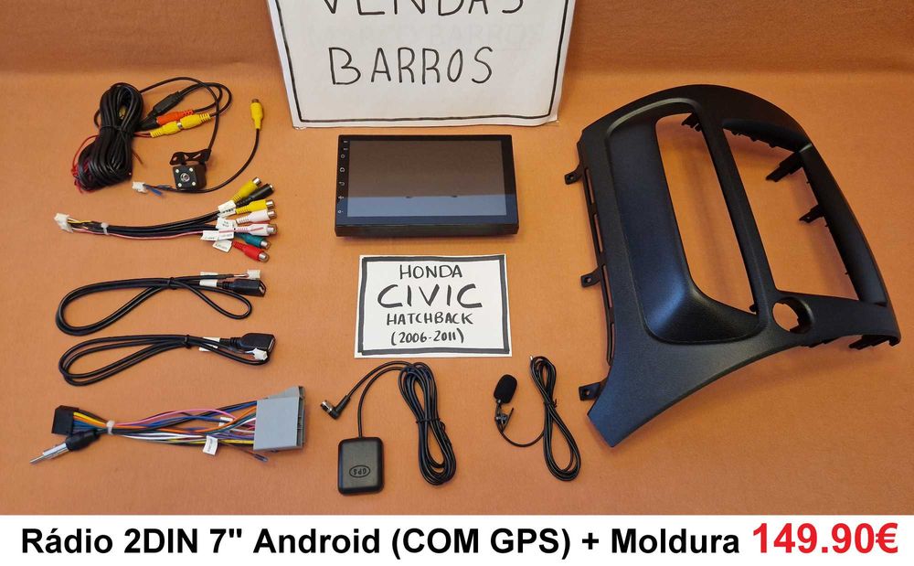 (NOVO) Rádio 2DIN HONDA Civic Hatchback (2006 a 2017) • Android 4+64GB