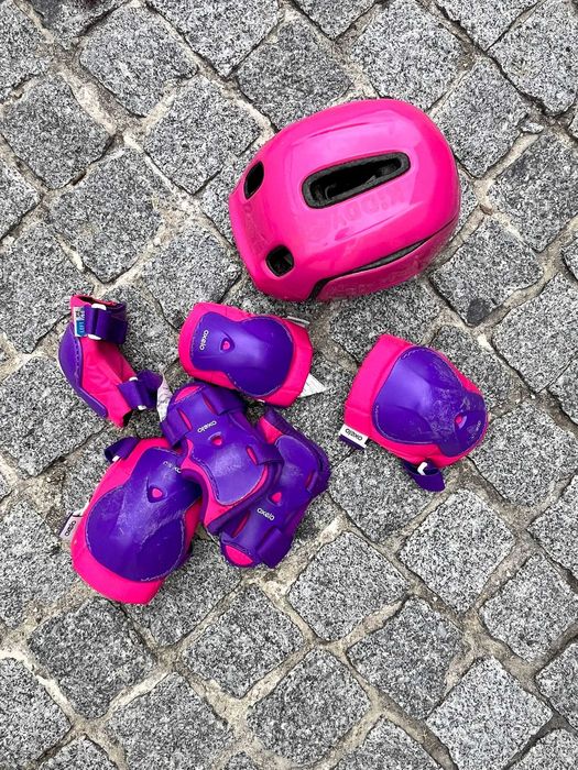 Patins e kit proteção criança