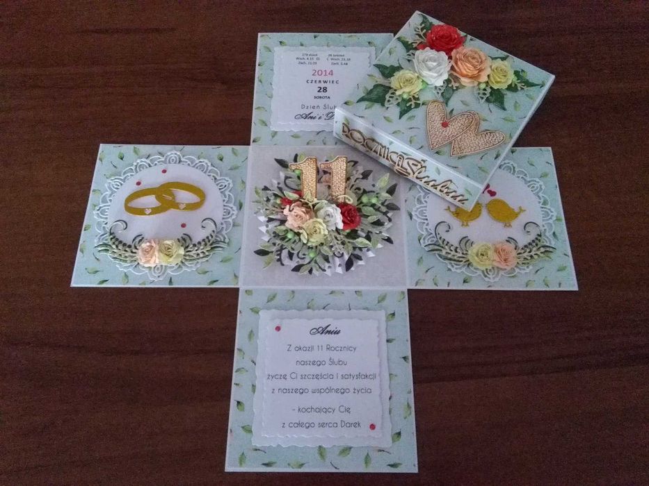 Kartka na jubileusz ślubu, exploding box, kartka eksplodująca