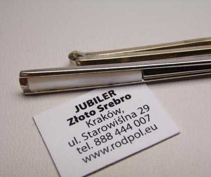 Srebrna spinka do krawata z masą perłową VINTAGE