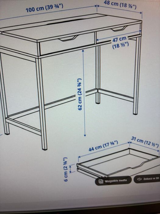 Szare Biurko IKEA Alex