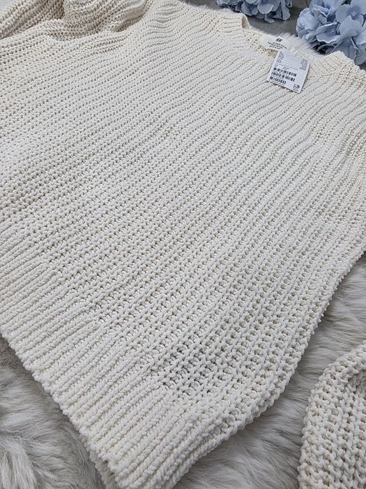 Sweter sweterek beżowy beż kremowy hm H&M 134 140