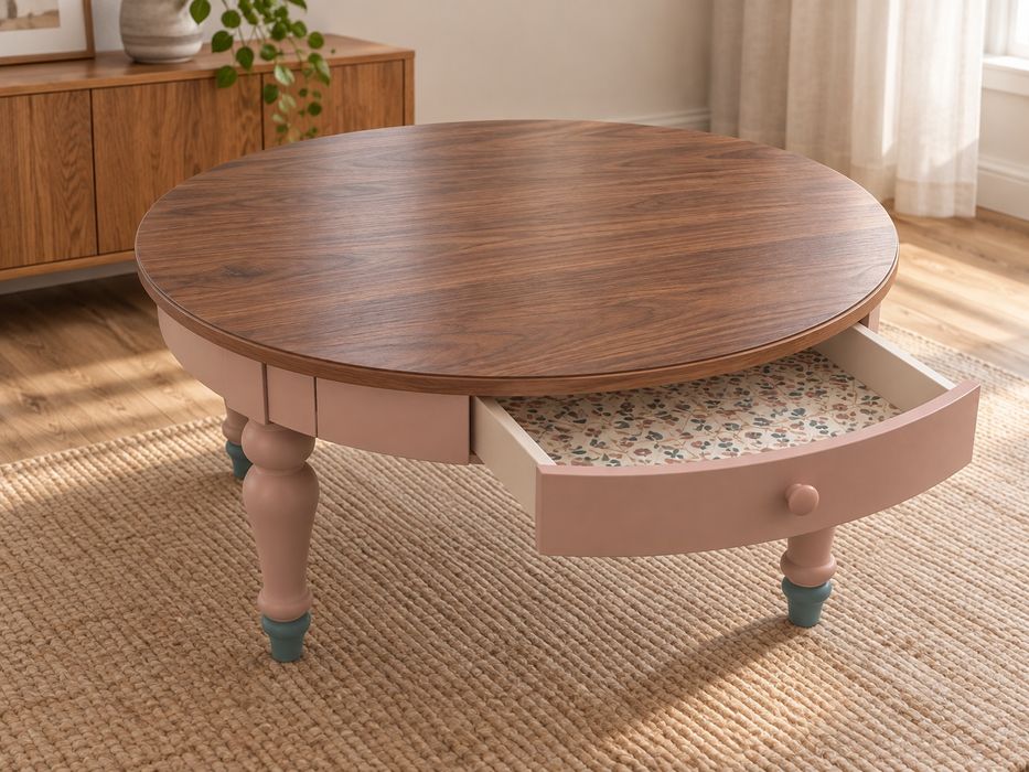 Mesa de centro IKEA ISALA redonda c/ gaveta – modelo descontinuado