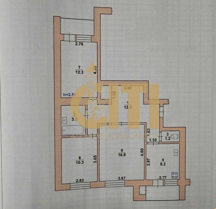 № 13961 - 3 к. квартира, Центр, Князів Острозьких, 9/9 пов., цегла