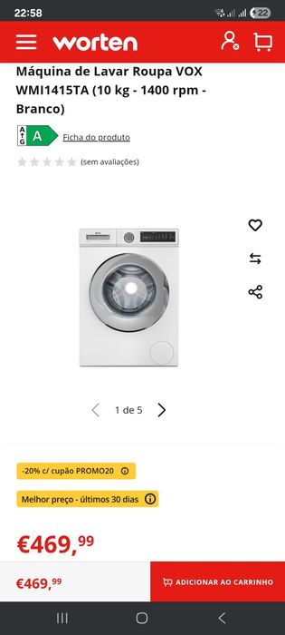 Máquina de Lavar Roupa VOX 10 kg