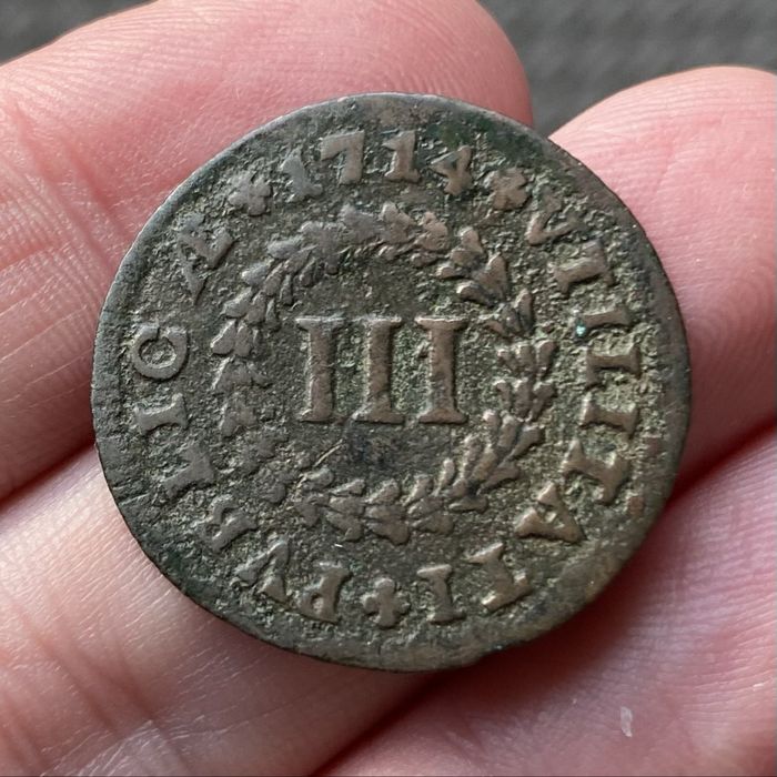 Moeda 1208 - D. JOAO V - III Reis 1714