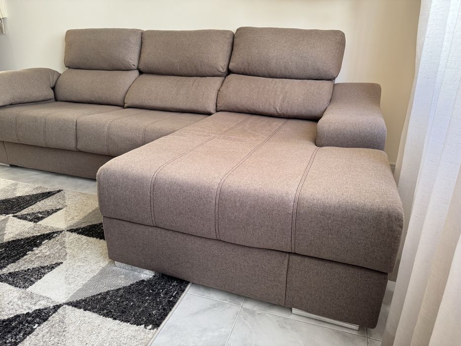 Sofá c/ chaise longue Bege