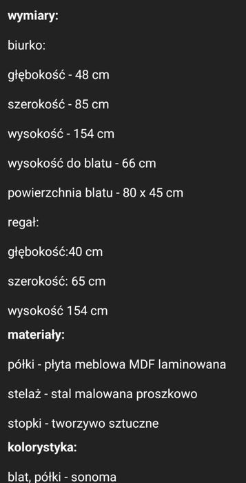 Zestaw mebli biurko i regał