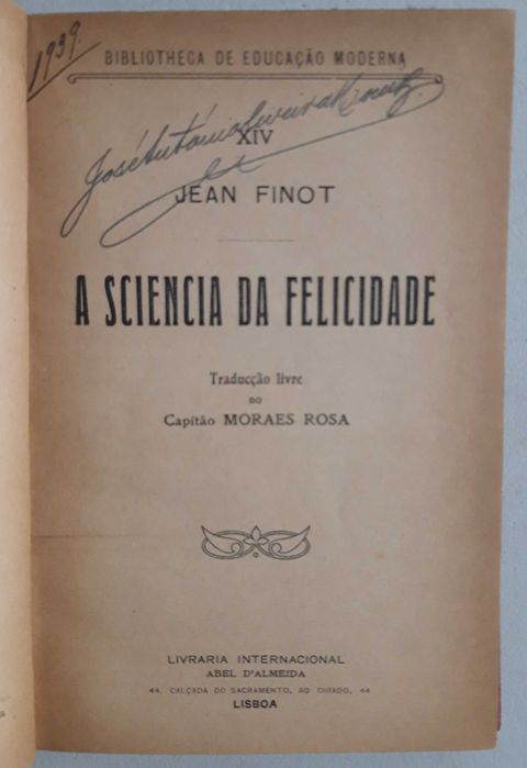Livro PA-2 - Jean Finot - A Sciencia da Felicidade