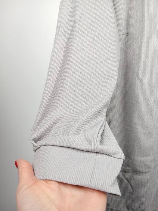 Bluzka damska M szara prążkowana zamek dekolt stójka casual basic