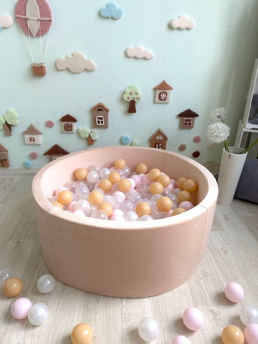 Сухий  басейн сірий з кульками та без. Наложка. Бассейн с шариками