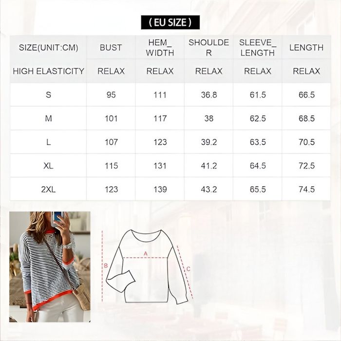 Sweter damski w paski - 100% bawełna - M, szaro-biały
