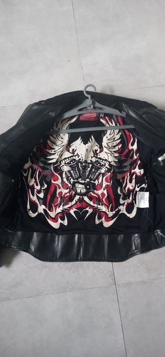 Kurtka skórzana hein gericke z grafiką silnik chopper