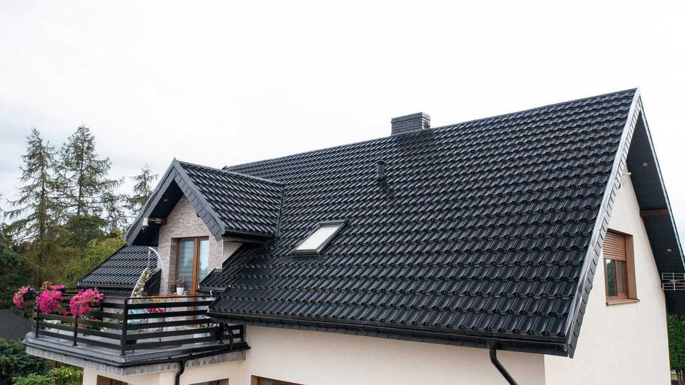 BLACHOTRAPEZ blachodachówka 2 modułowa GERMAN połysk TK RAL 7016