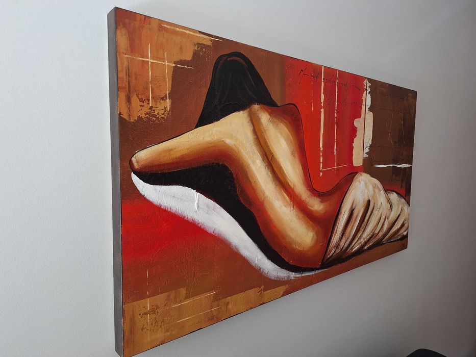 Quadro de Pintura Acrílica em Tons Quentes (65x120cm)