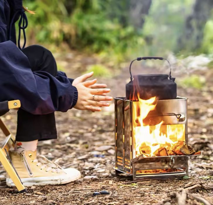 Fogão churrasco lenha dobrável portátil - NOVO
