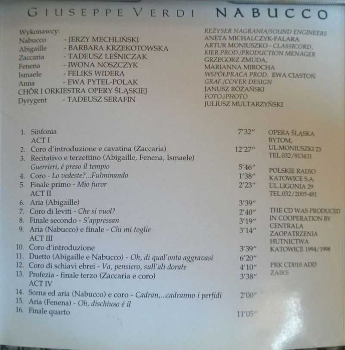 3CD Złote Płyty Radio Katowice Kolędy Verdi Nabucco Kałudow NOWE