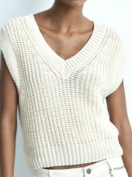 Sweter bezrękawnik L 40 ZARA damski 40% bawełna