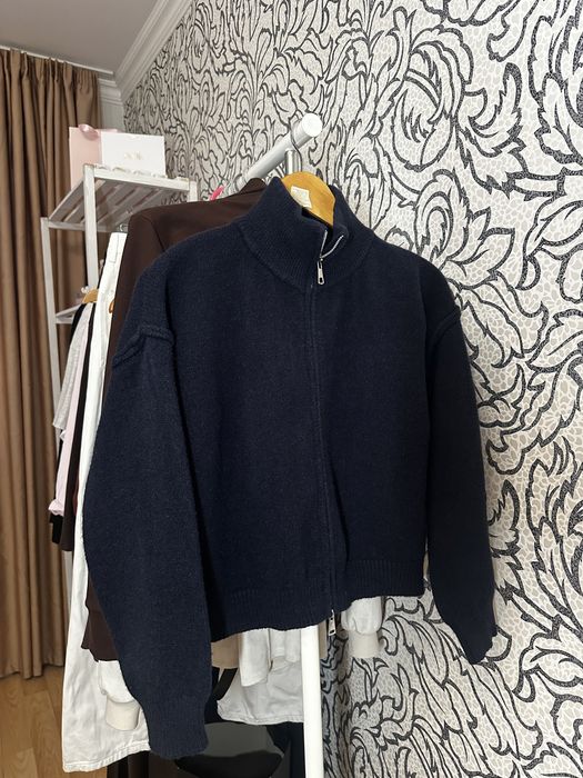 Кардиган на блискавці темно-синього кольору