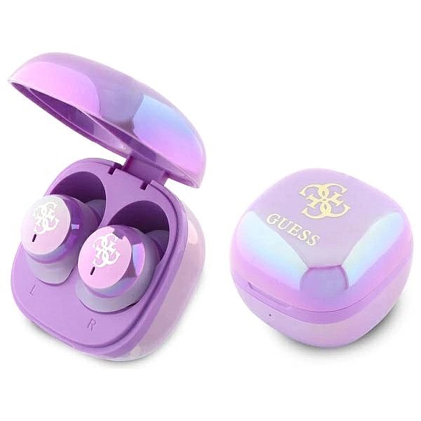 Słuchawki Guess 4G Printed Logo Bluetooth TWS + stacja dokująca - fiol