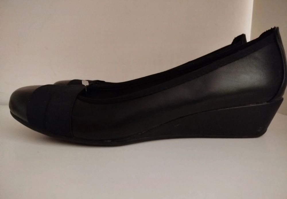 Czarne damskie buty na koturnie, baleriny, czółenka, rozmiar 41