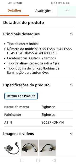 Bobina de ignição para roçadora
Eighosee Bobina de ignição para roçado