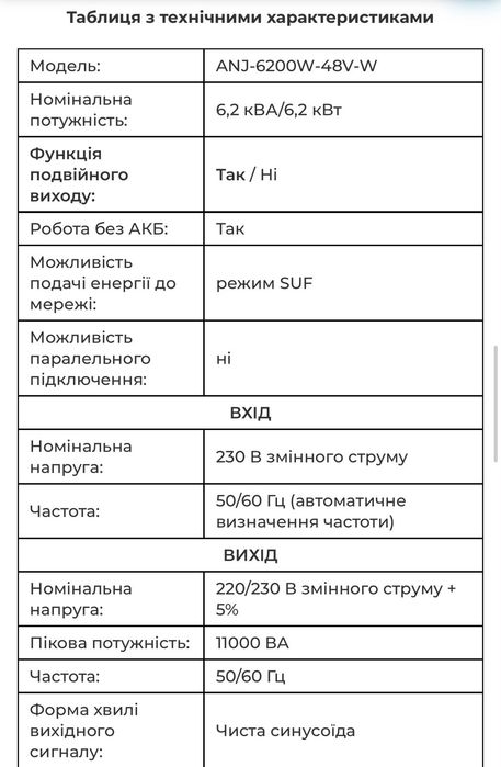 Інвертор ANENJI 6.2KW 48V
ANJ-HHS-11000W-48V Гібридний сонячний інвертор/ 
Гибридный солнечный инвертор