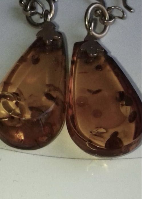 Серьги золото 583 проба с Янтарем