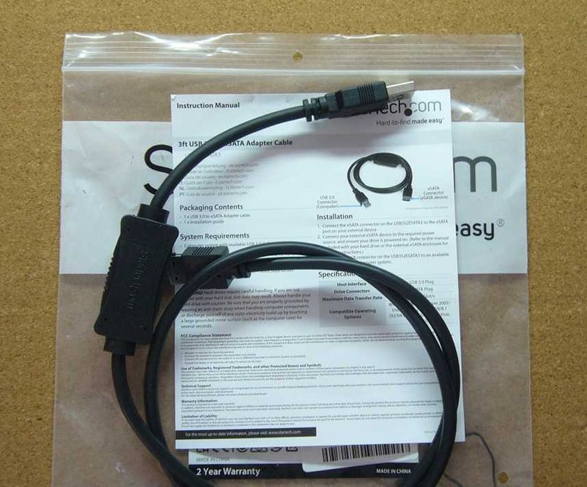 Cabo Usb3 para e-SATA - Novo
