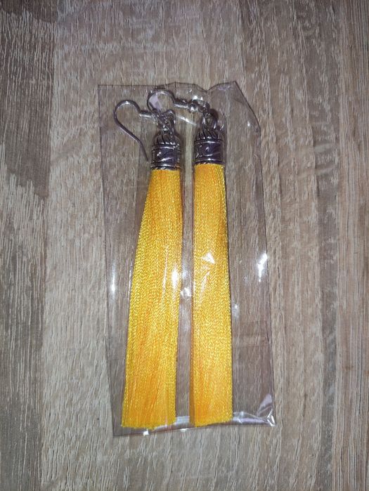 Kolczyki wiszące żółte srebrne handmade